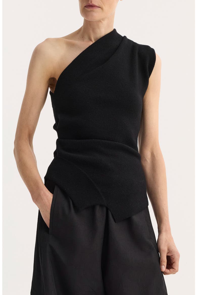 One-Shoulder Wool Blend Sweater, Main, color, BLACK