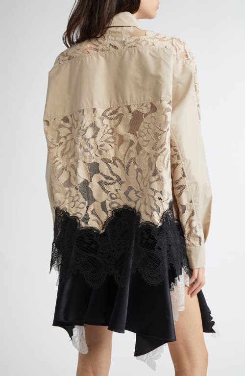 3.1 PHILLIP LIM 3.1 PHILLIP LIM CORDED LEAF LACE MIXED MEDIA BUTTON-UP SHIRT 