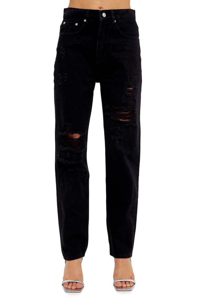 '90s Distressed Jeans, Alternate, color, BLACK