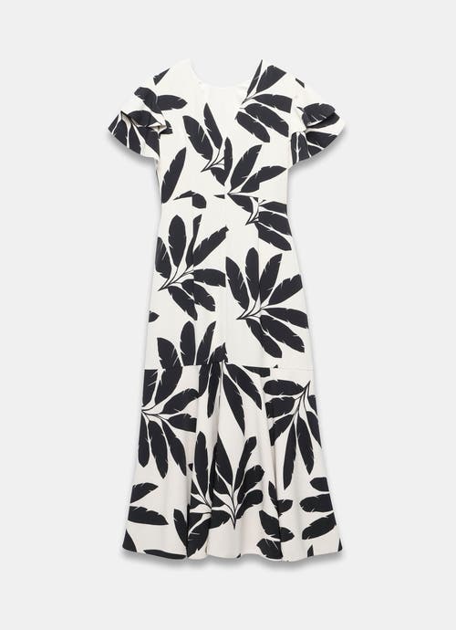 MINT VELVET MINT VELVET NEUTRAL PALM PRINT MIDI DRESS