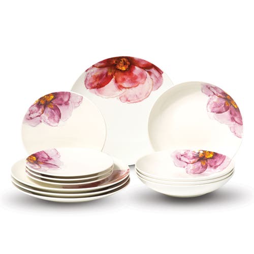 Villeroy & Boch Rose Garden 12-piece Dinnerware Set In Pink