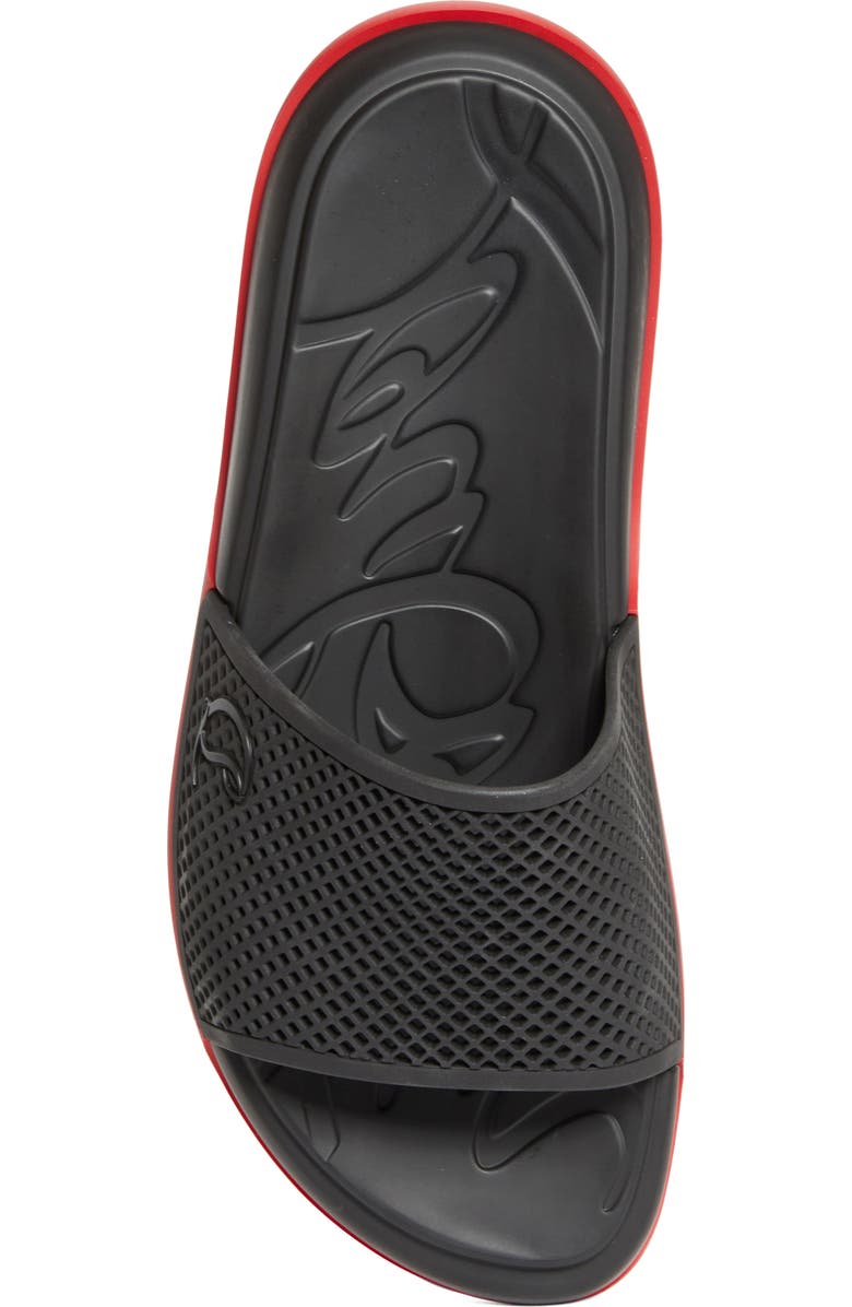 Christian Louboutin Easy Breezy Rubber Slide Sandal, Alternate, color, Black