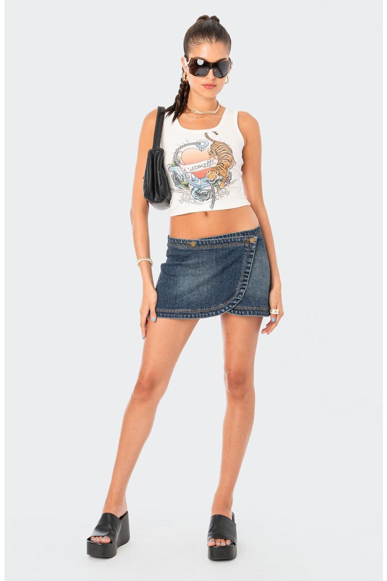 Wrap Denim Miniskirt, Alternate, color, BLUE