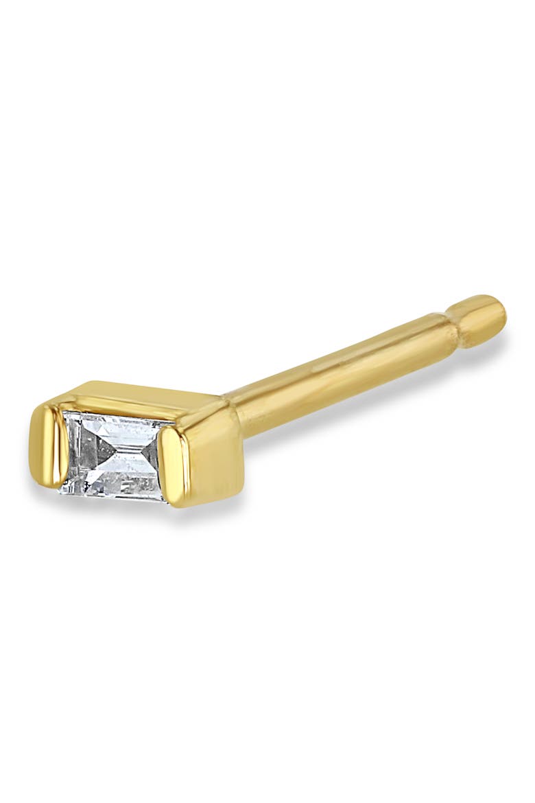 White Diamond Baguette Stud Earring, Alternate, color, 14K YELLOW GOLD