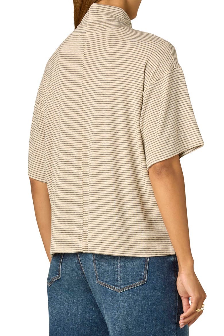 Elbow Sleeved Turtleneck Boxy Top, Alternate, color, HEATHER CREAM