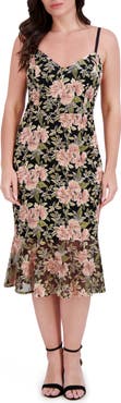 Siena Embroidered Mesh Midi Dress