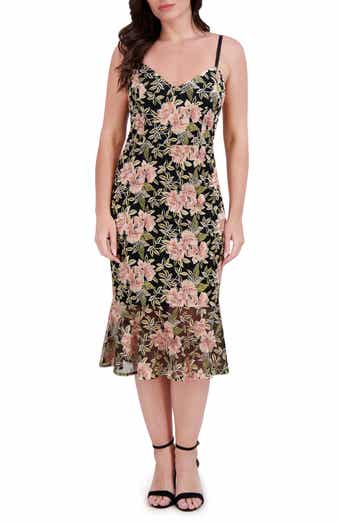 Embroidered Mesh Midi Dress