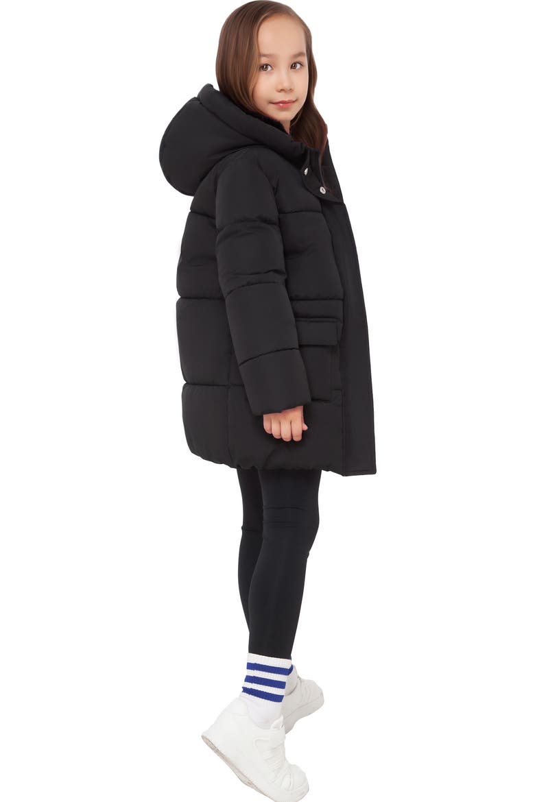 Kids' Madison Longline Hooded Puffer Jacket, Alternate, color, Black