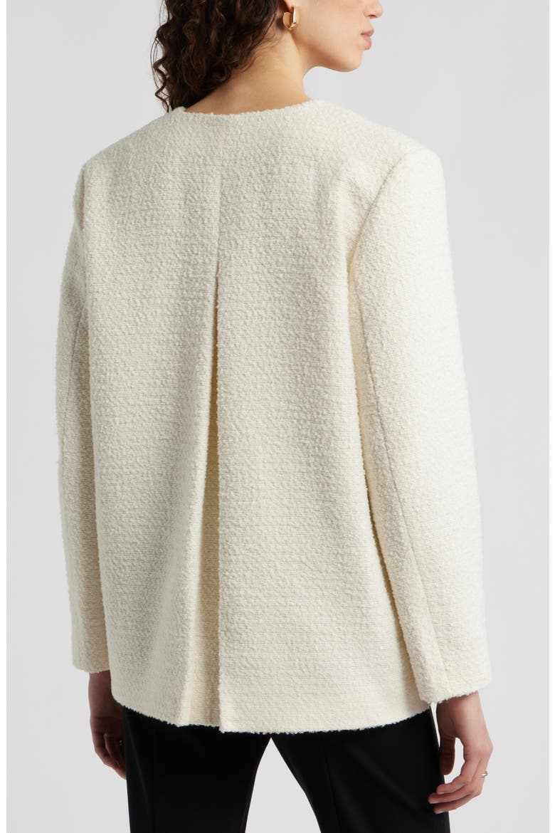 Collarless Pleat Back Jacket, Alternate, color, IVORY