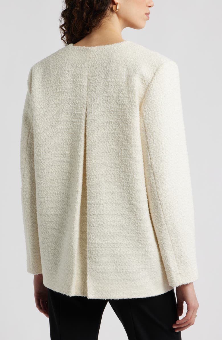 Nordstrom Collarless Pleat Back Jacket, Alternate, color, Ivory