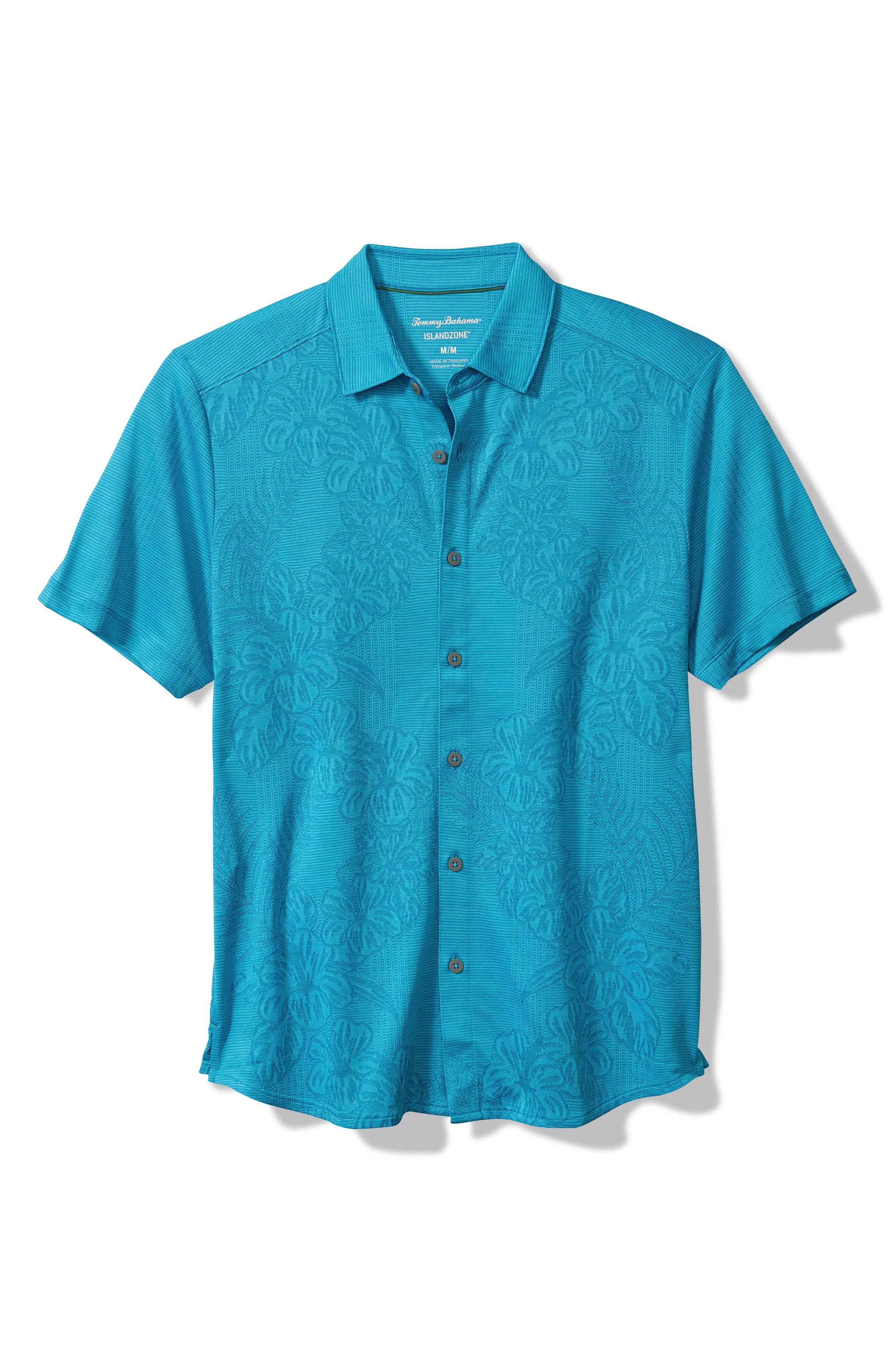 Tommy Bahama Bali Border Floral Jacquard Short Sleeve Silk Button-Up Shirt