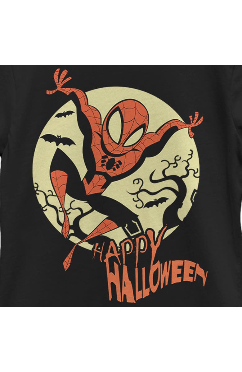 Marvel Girl's Marvel Spider-Man Happy Halloween Graphic T-Shirt, Alternate, color, Black