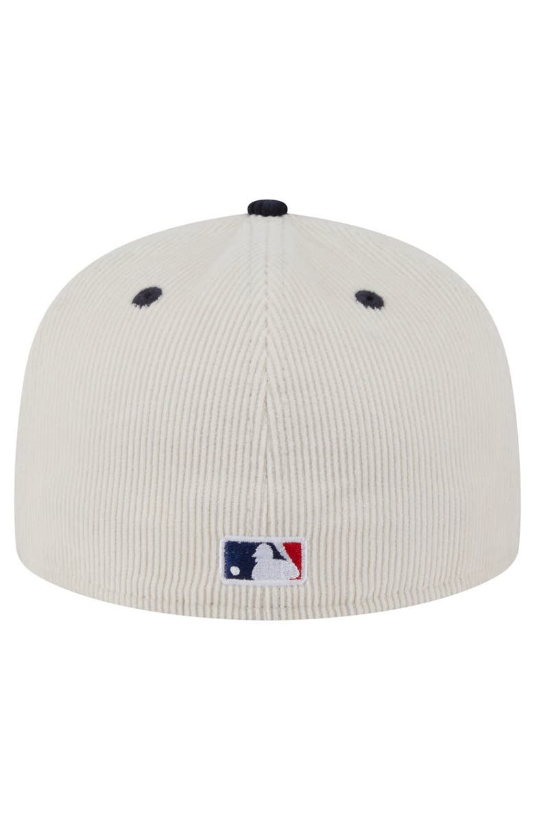 New Era Men's New Era Cream/Navy Cleveland Guardians Two-Tone Corduroy 59FIFTY Fitted Hat, Alternate, color, 