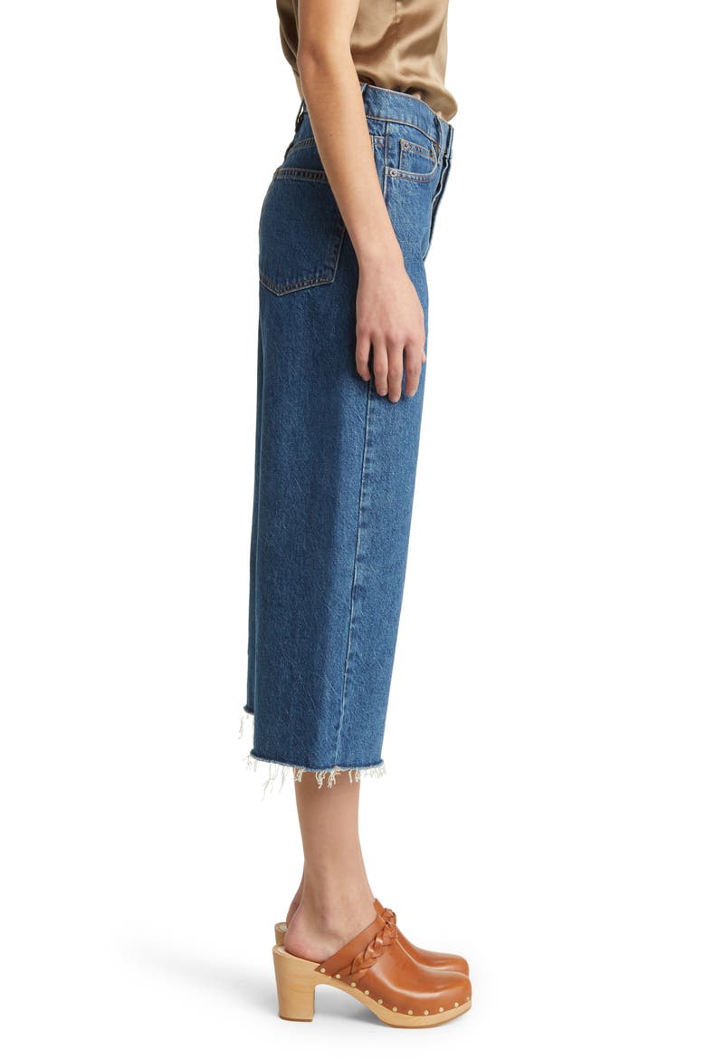 High Waist Raw Hem Capri Jeans, Alternate, color, WREN