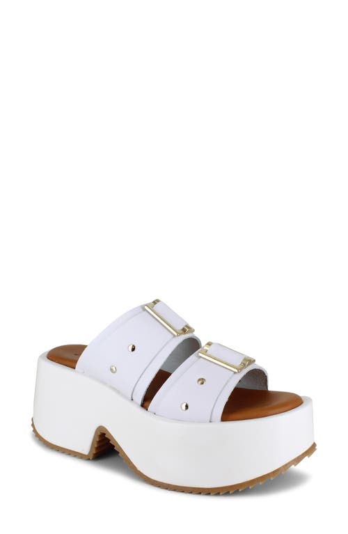 Zigi Fanela Platform Slide Sandal In White Leather