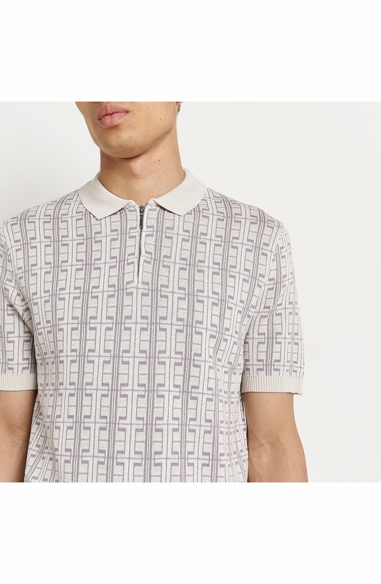 River Island Geo Jacquard Sweater Polo, Alternate, color, 