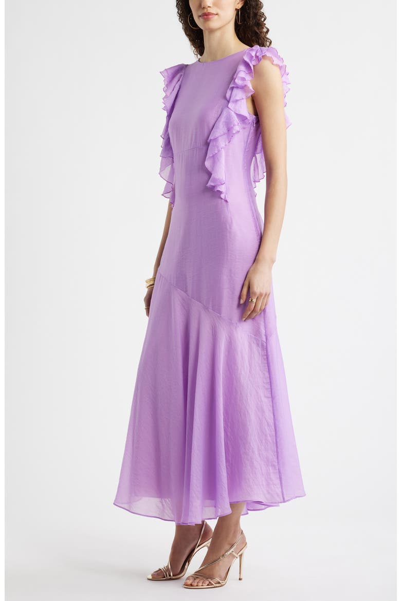 Flutter Sleeve Maxi Dress, Alternate, color, PURPLE SPECTRE