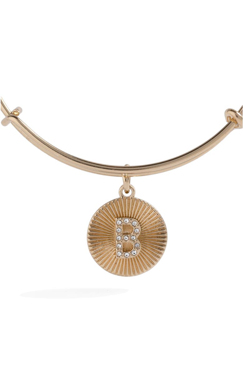 Alex and Ani Pave Starburst Texture Initial Bangle Bracelet, Alternate, color, Gold - B