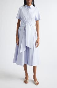 Toccin Megan Short Sleeve Tie Front Cotton Shirtdress