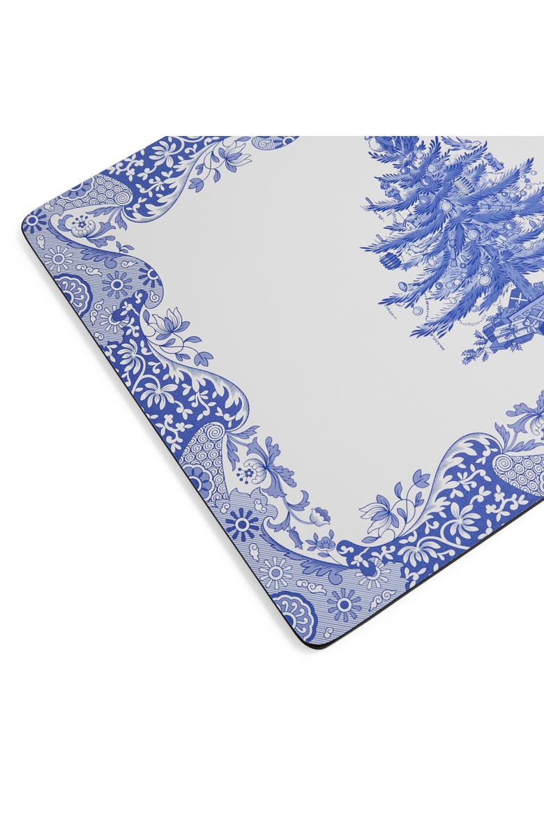 Blue Italian Christmas Set of 4 Cork Back Placemats, Alternate, color, Blue
