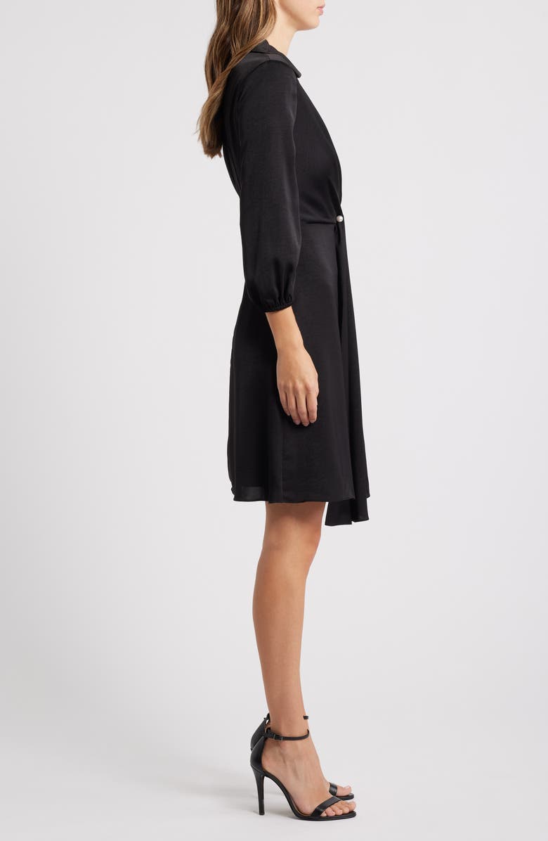 Vince Camuto Faux Pearl Clasp Detail Satin Shirtdress, Alternate, color, 