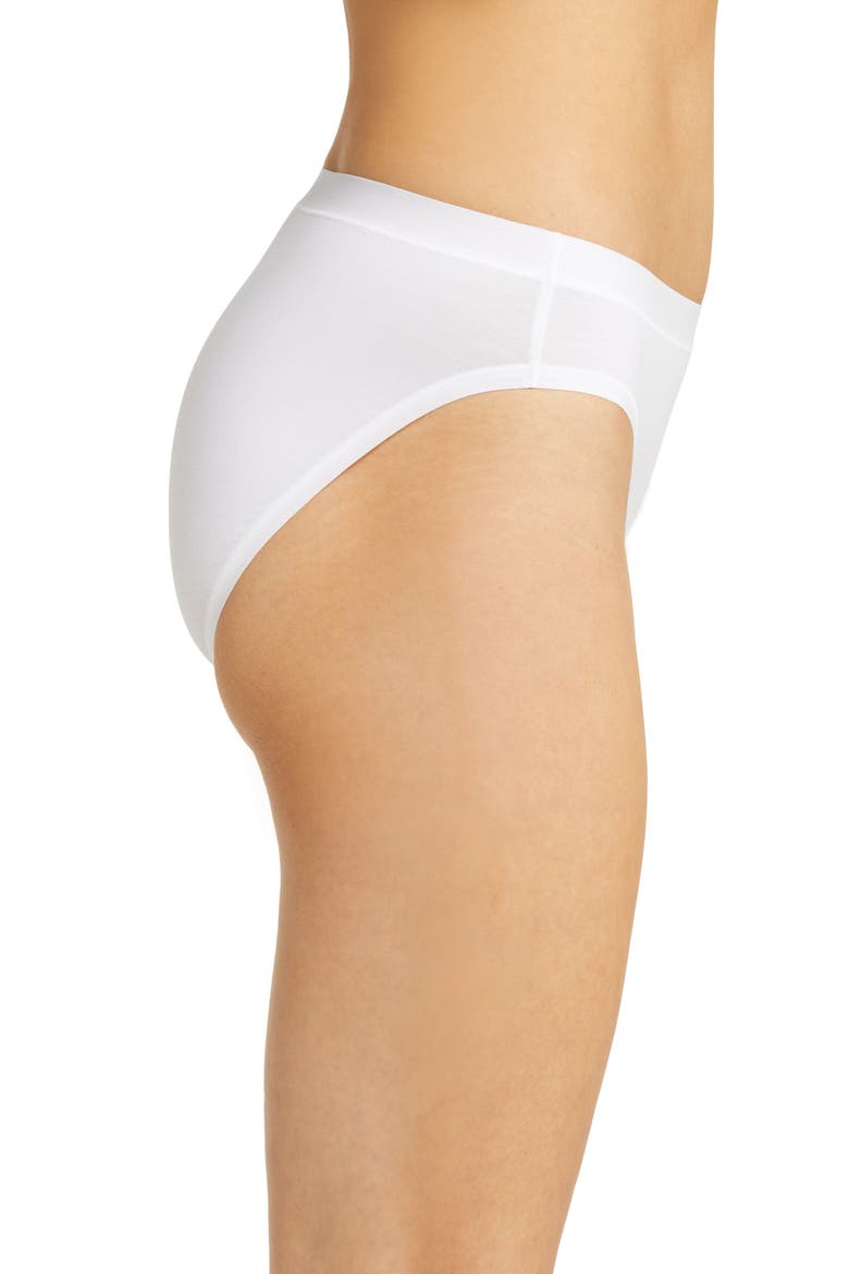 Understated Cotton Blend Bikini, Alternate, color, WHITE
