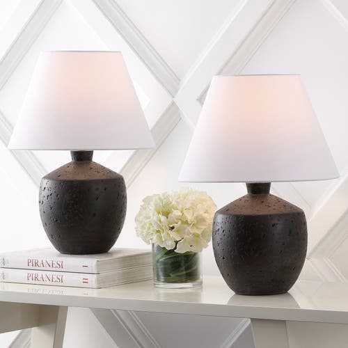 JONATHAN Y JONATHAN Y MYRON 18" MINIMALIST SCANDINAVIAN CONCRETE EFFECT RESIN/IRON LED TABLE LAMP 