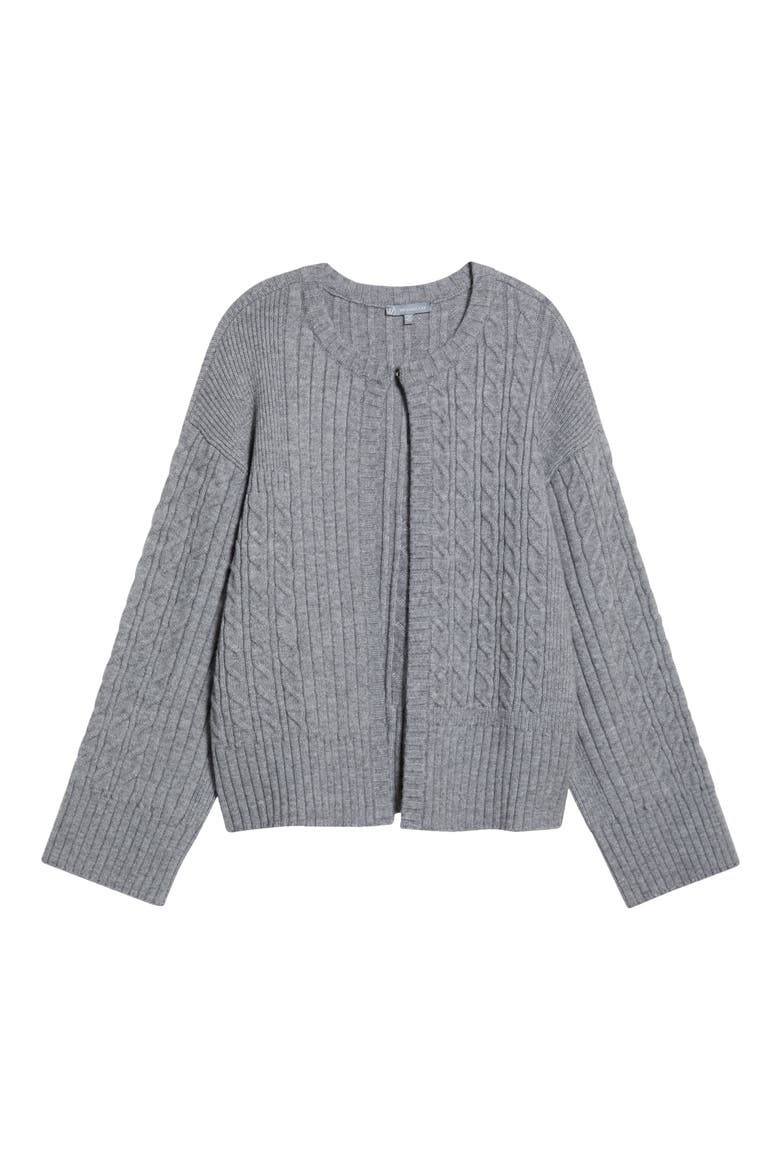 Cable Knit Cardigan, Alternate, color, GREY