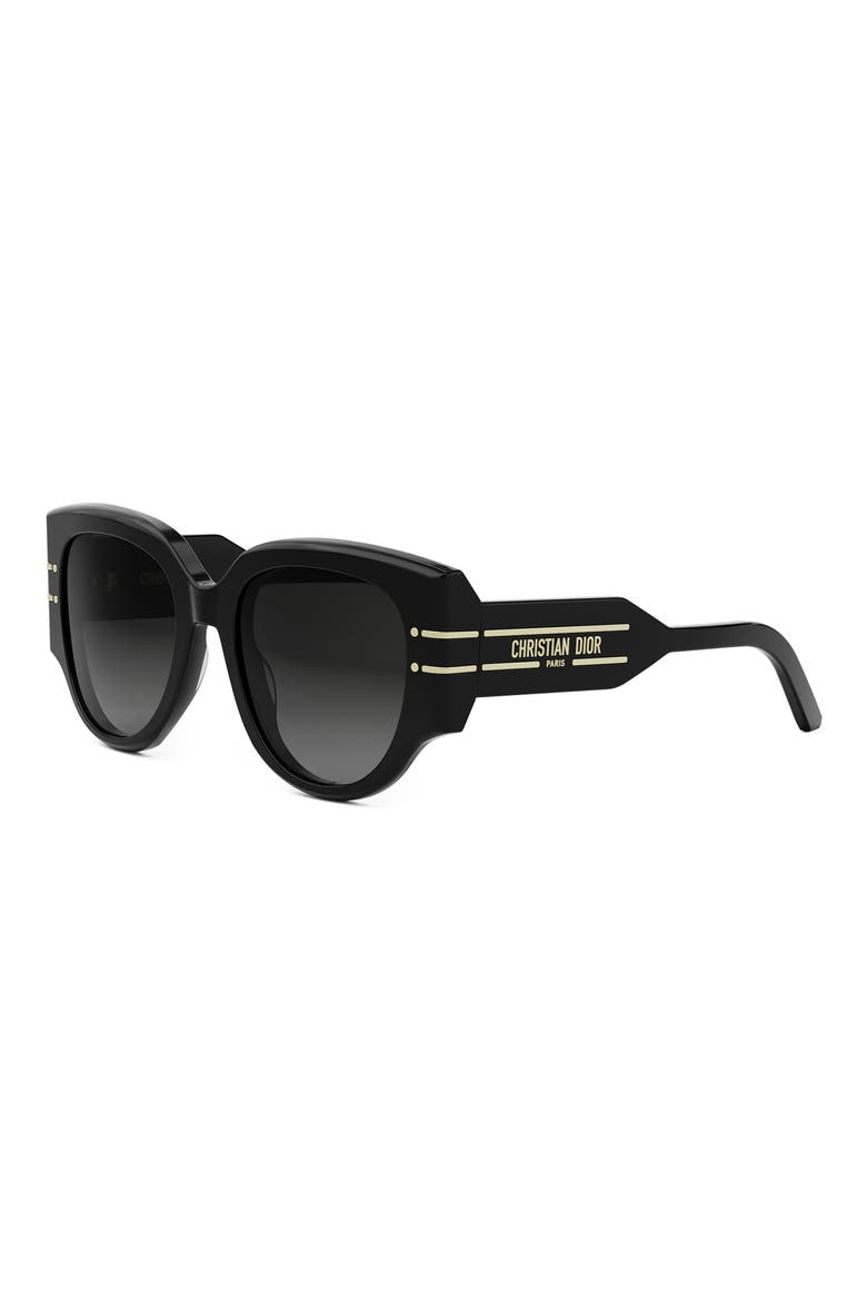 'DiorSignature R2I 53mm Butterfly Sunglasses, Alternate, color, SHINY BLACK / GRADIENT SMOKE