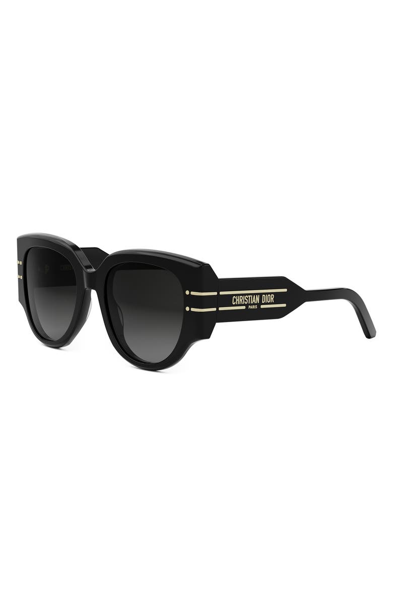 DIOR 'DiorSignature R2I 53mm Butterfly Sunglasses, Alternate, color, Shiny Black / Gradient Smoke