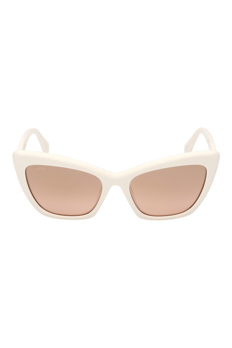 57mm Cat Eye Sunglasses, Main, color, WHITE / BROWN MIRROR