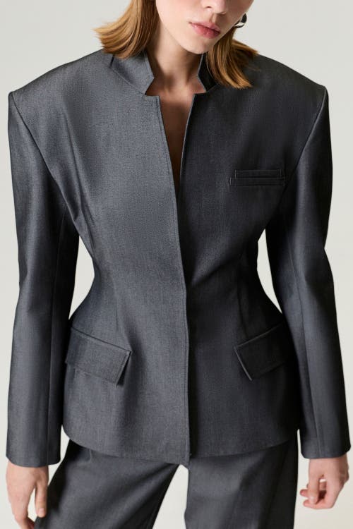 Nocturne Structured Padded High-neck Jacket In Gray