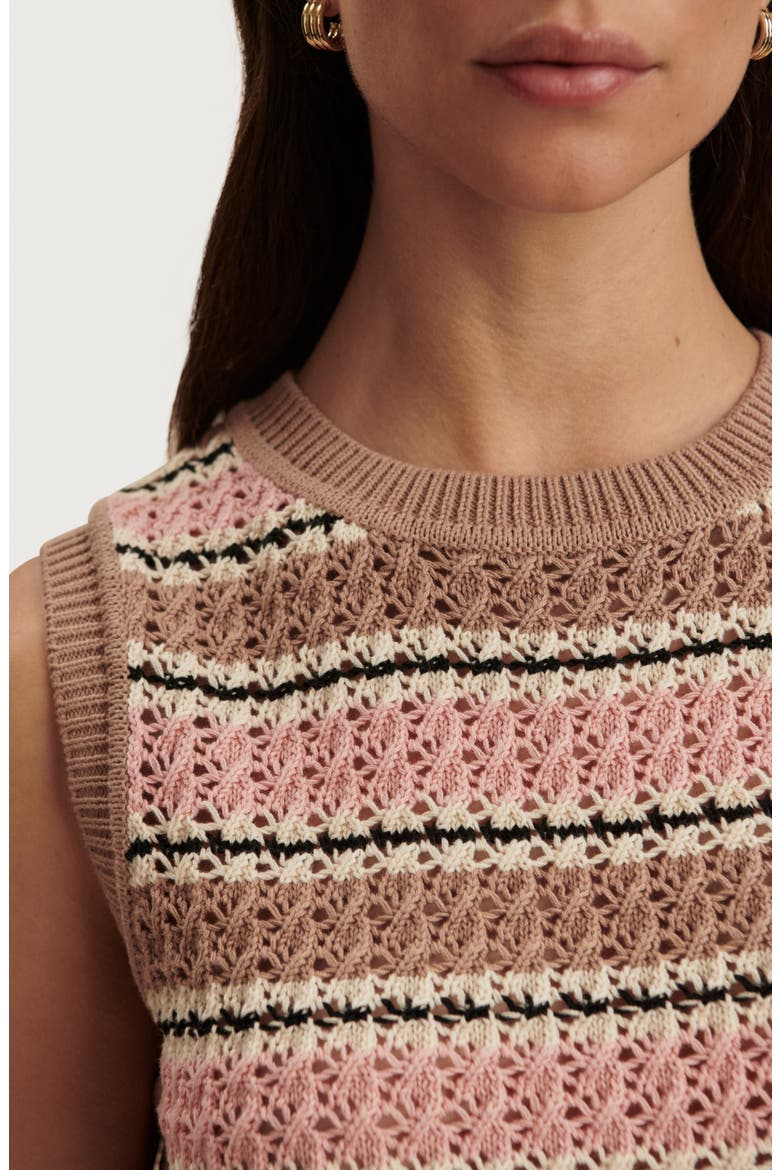 Deeley Stripe Sleeveless Sweater, Alternate, color, WARM TAUPE / MELLOW ROSE