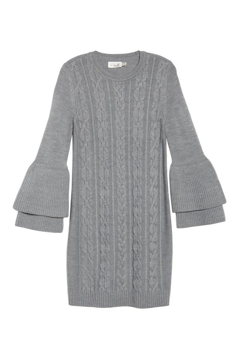Mixed Cable Sweater Dress, Alternate, color, GREY