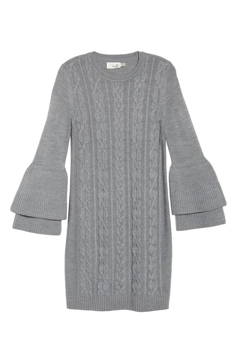 Eliza J Mixed Cable Sweater Dress, Alternate, color, 