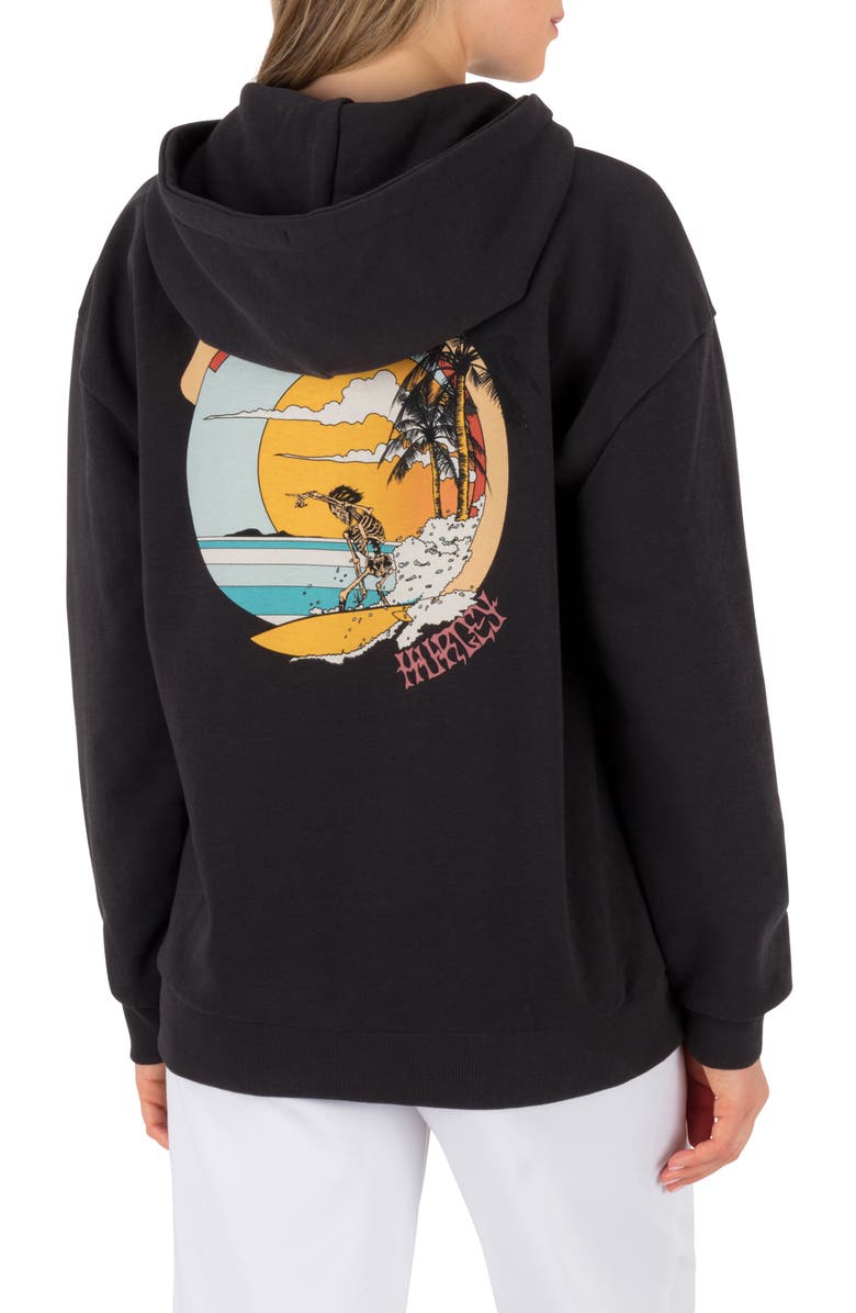 Hurley Forever Oversize Graphic Hoodie, Alternate, color, Off Black