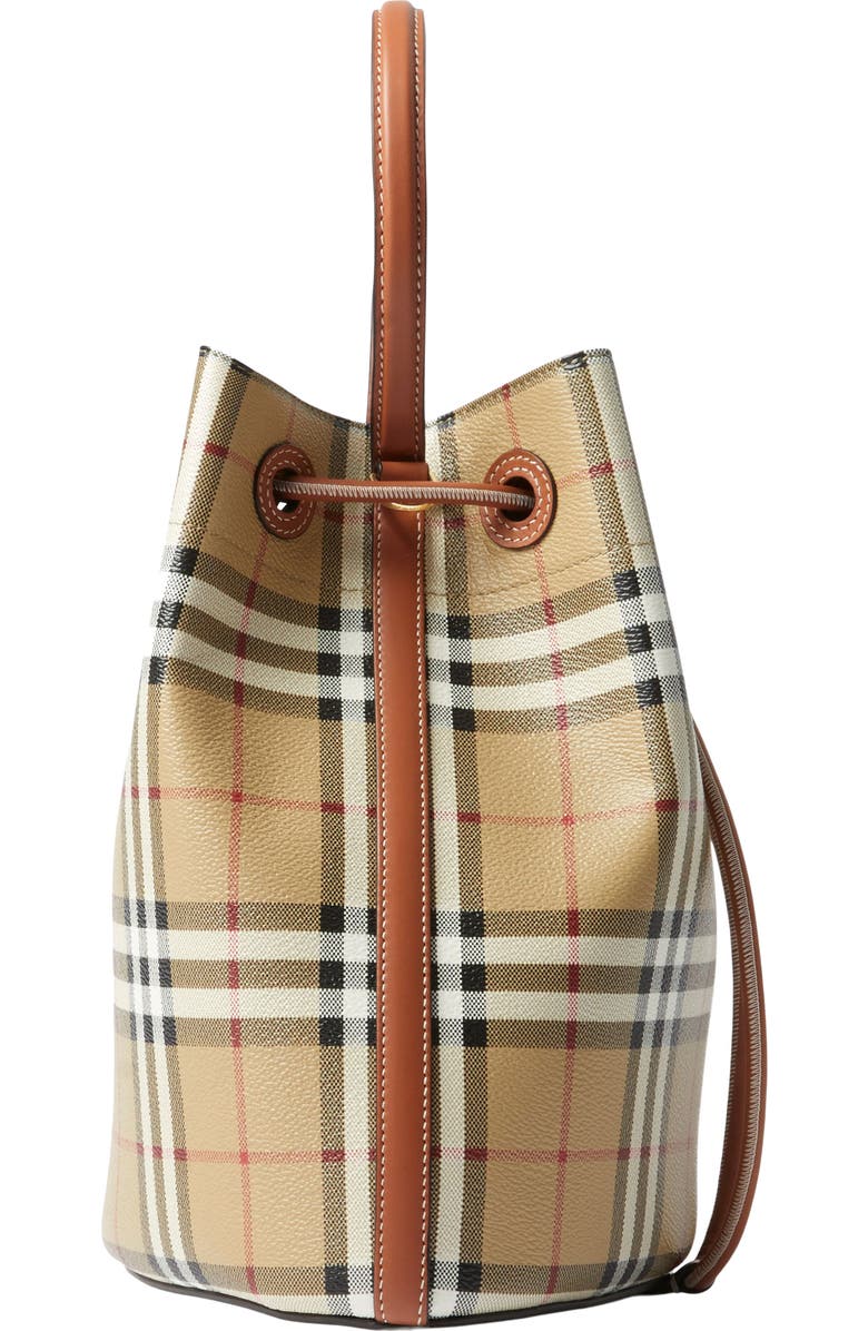 Burberry Small TB Check Coated Canvas Bucket Bag, Alternate, color,