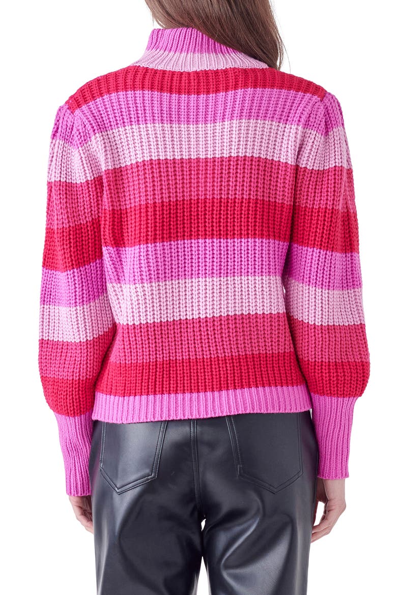 Stripe Turtleneck Sweater, Alternate, color, PINK MULTI