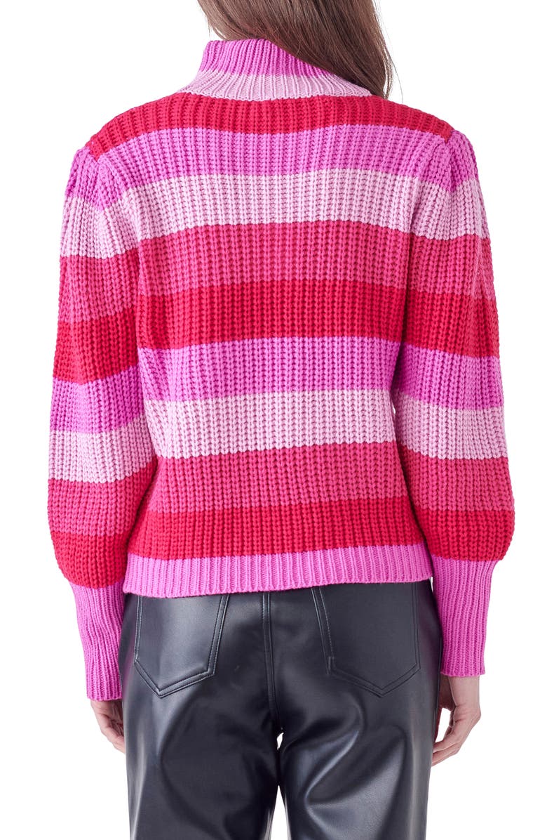 English Factory Stripe Turtleneck Sweater, Alternate, color, Pink Multi