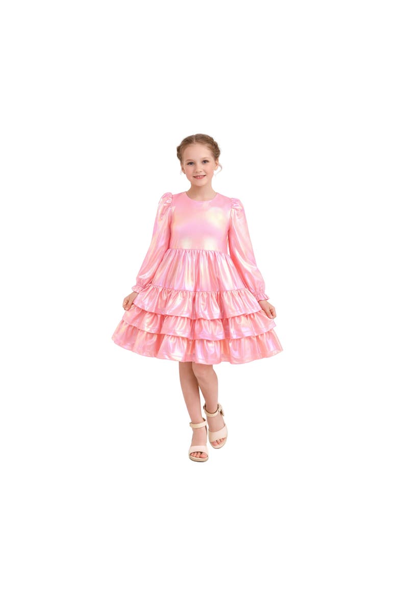 Metallic Ruffle Party Dress, Main, color, Pink