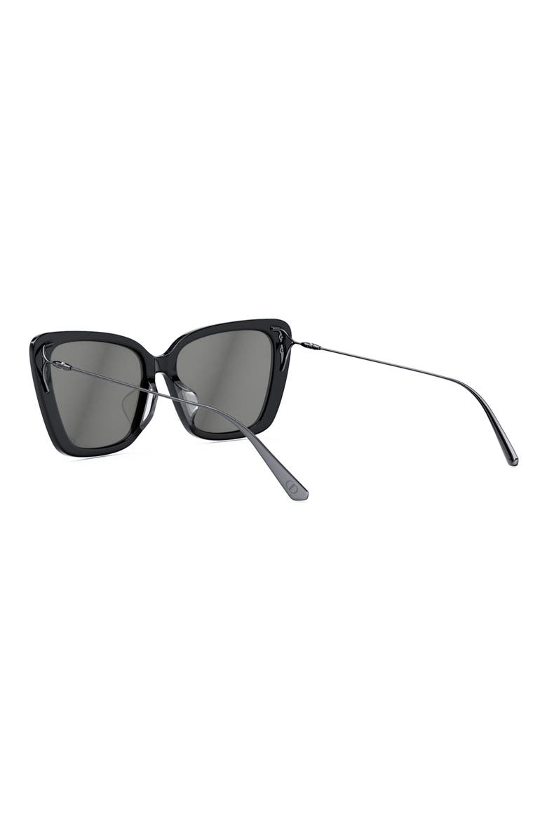 MissDior B5I 54mm Butterfly Sunglasses, Alternate, color, SHINY BLACK / SMOKE MIRROR