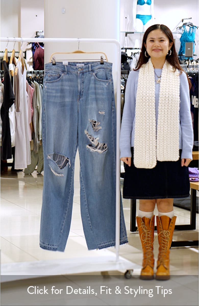 Good Standard Ease Ripped Mid Rise Wide Leg Jeans, sales video thumbnail