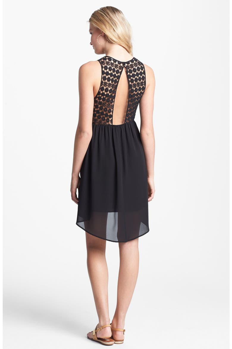 Crochet Top Cutout Dress, Main, color, BLACK