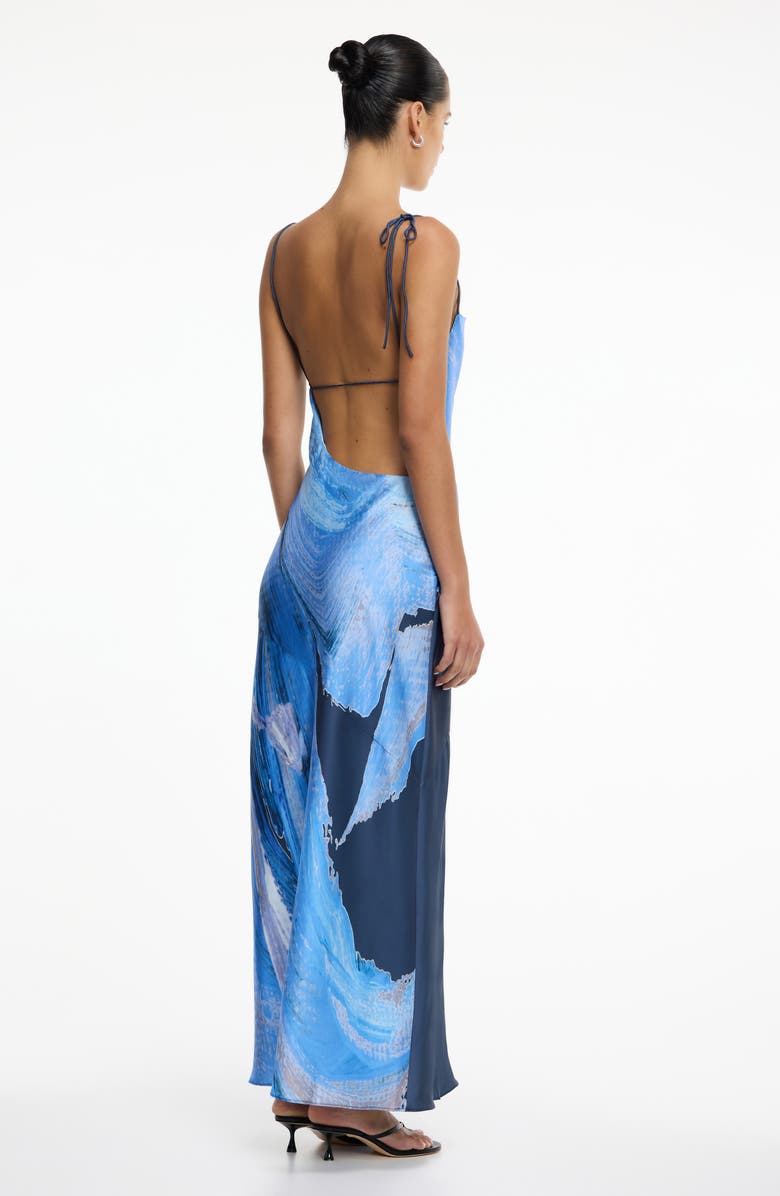 Significant Other Alis Asymmetric Abstract Print Gown, Alternate, color, Petrol Bloom
