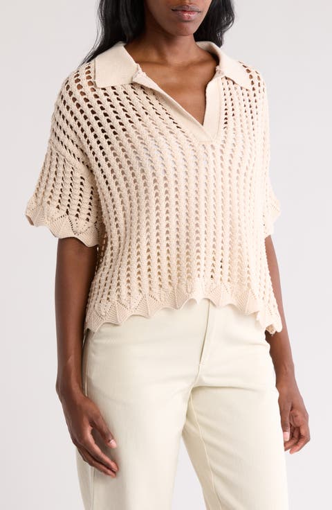 Pointelle Knit Polo