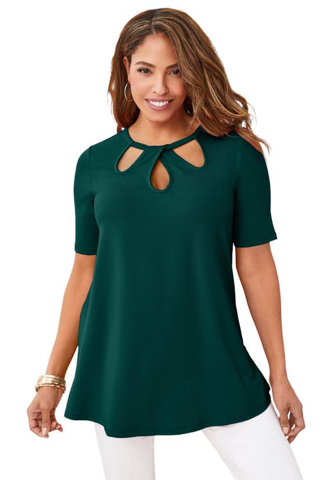 Stretch Knit Cutout Swing Tunic (Plus Available)
