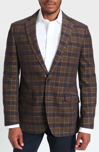 SAVILE ROW CO Navy & Brown Glen Plaid Corduroy Blazer