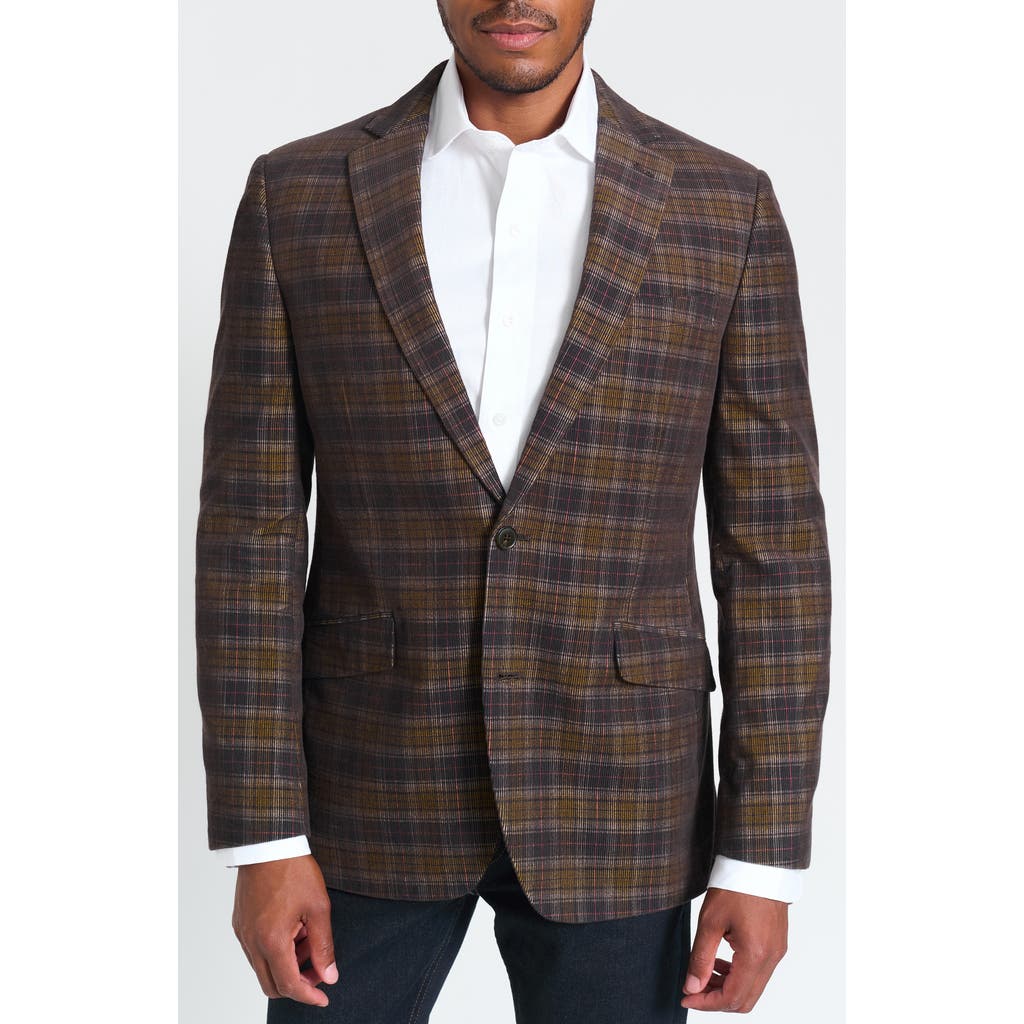 Savile Row Co Navy & Brown Glen Plaid Corduroy Blazer In Blue