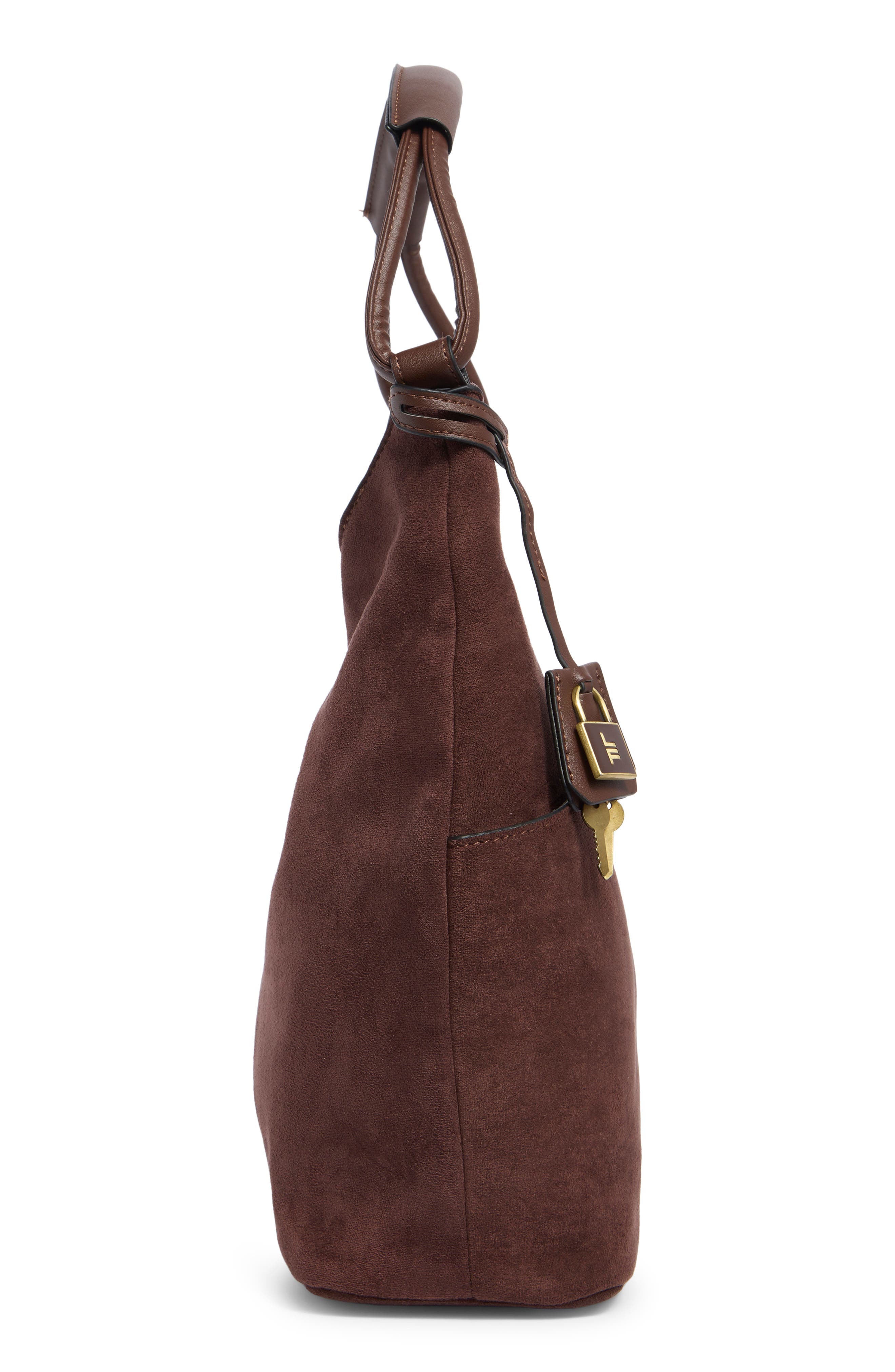 Faux Suede Origami Tote, Alternate, color, CHOCOLATE