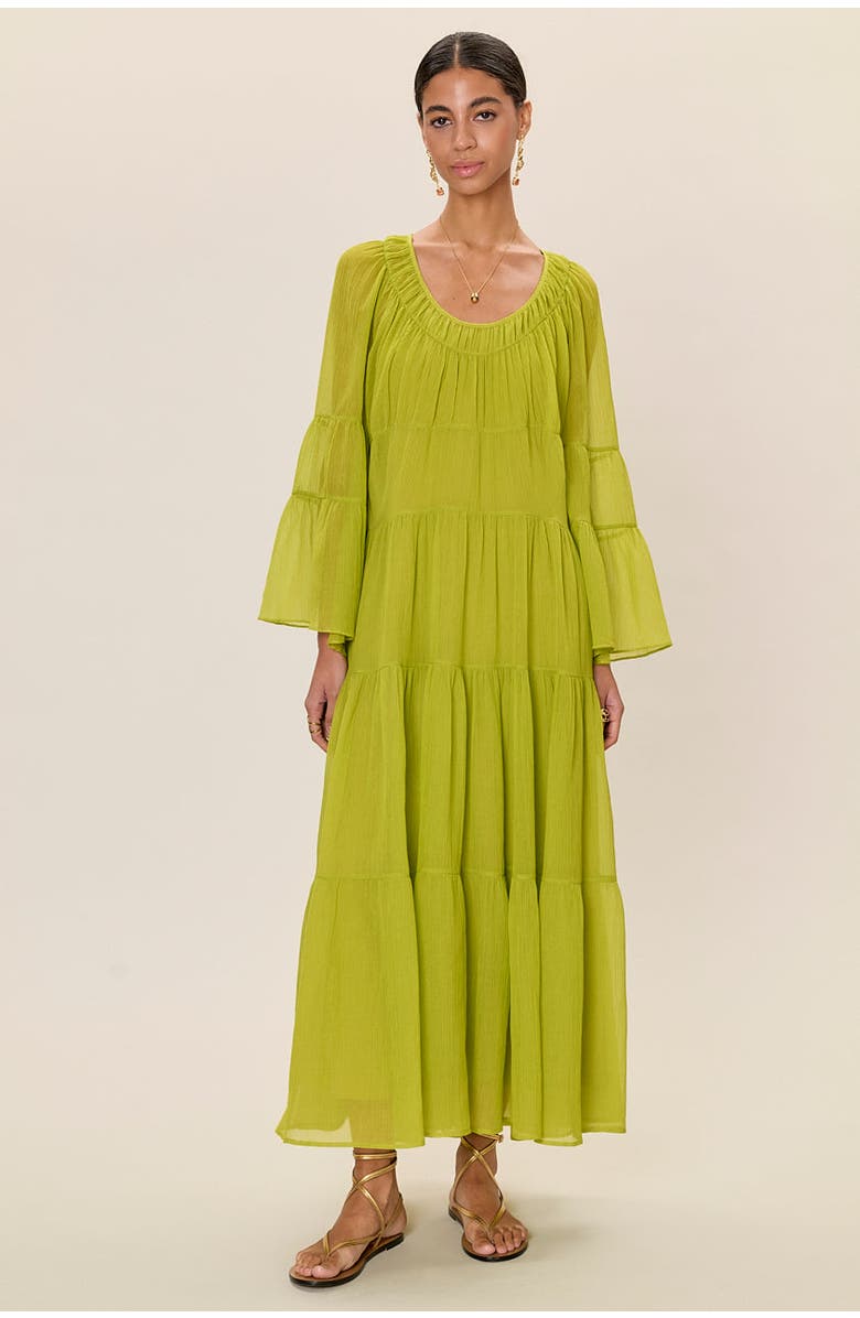 Rebecca Taylor Skye Tiered Dress, Main, color, Pear Green